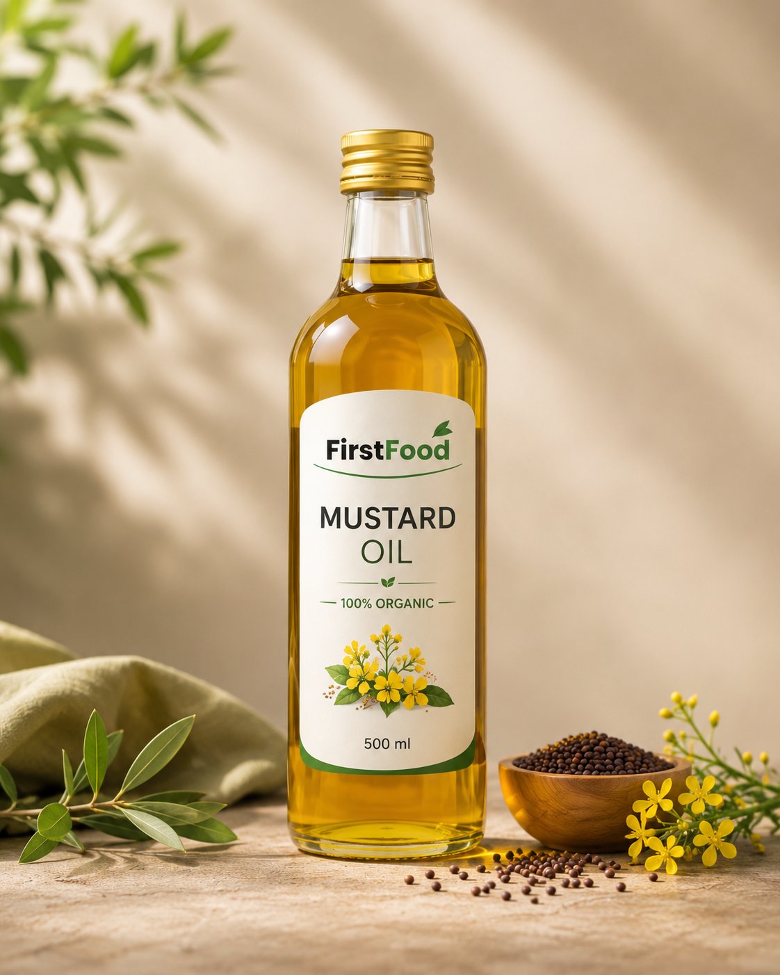 First Food 100% Organic Mustard Oil – 500 ml bottle